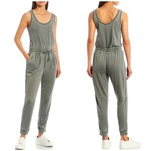 Splendid Costa Mesa Drawstring Waist Tank Jumpsuit in Stone Grey, Medium
